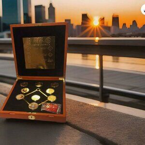 24kt Gold Vermeil Boston Red Sox 9-Coin Highland Mint World Series #5363 w/ Box